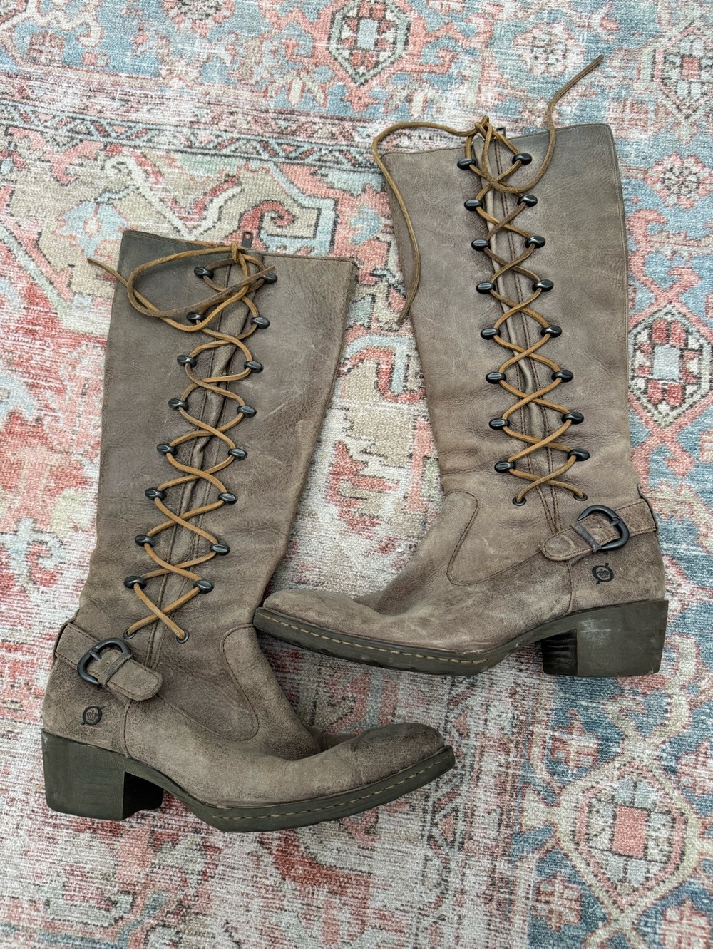 Born Women's Taupe Lace-Up Mid-Calf Boots